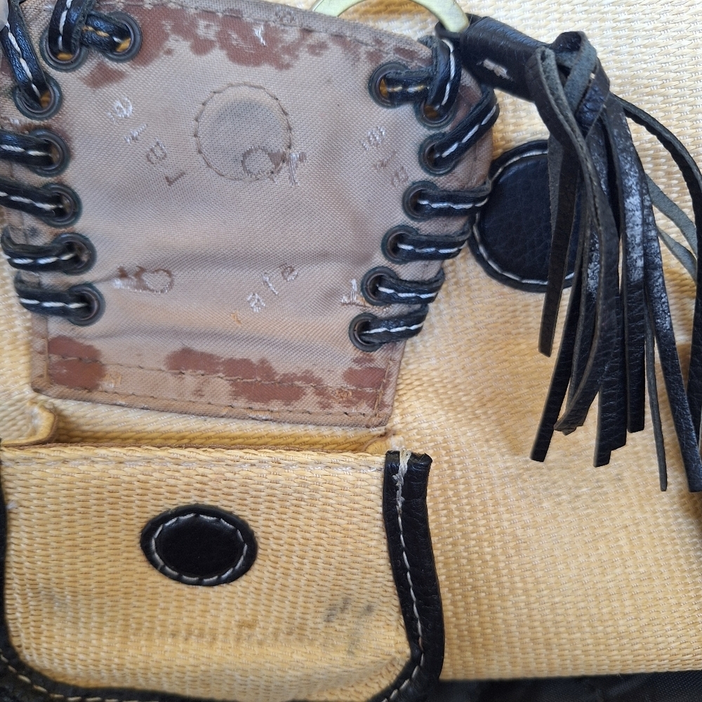 Vintage Rafe New York Alvear 2006 Sisal Snakeskin Leather Boho Bag Tassel Y2K - Picture 15 of 16